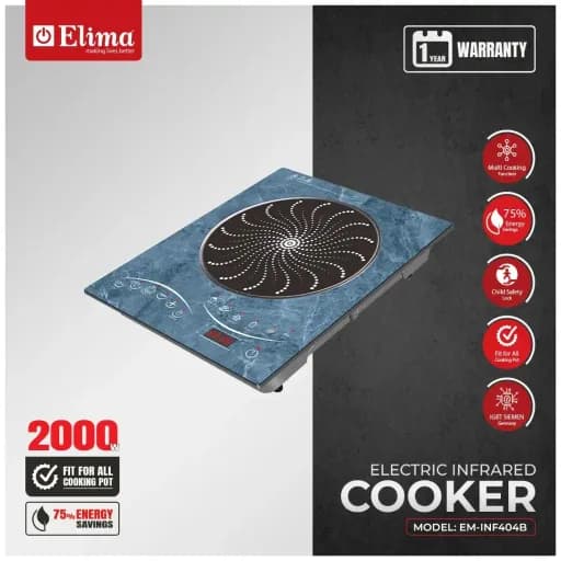Elima EM-INF404B 2000W Electric Infrared Cooker