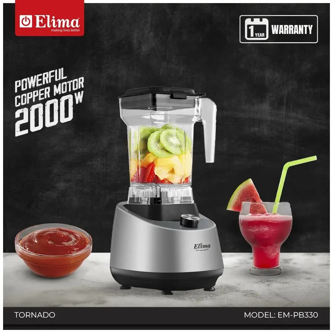 EM-PB330 -Tornado Professional Blender | 2000W Heavy Duty Ice Crusher & Multi-Function Fruit Juicer
